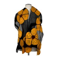 Black on Yellow Flower Scarf